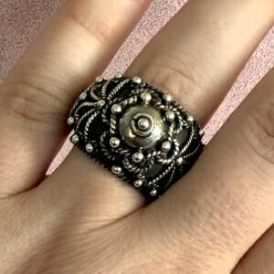 sterling silver vintage beaded & braided intricate dome ring size 9.5